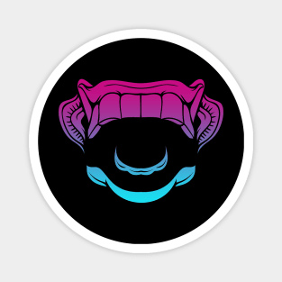 Bali Human Mask Fangs Vaporwave Magnet